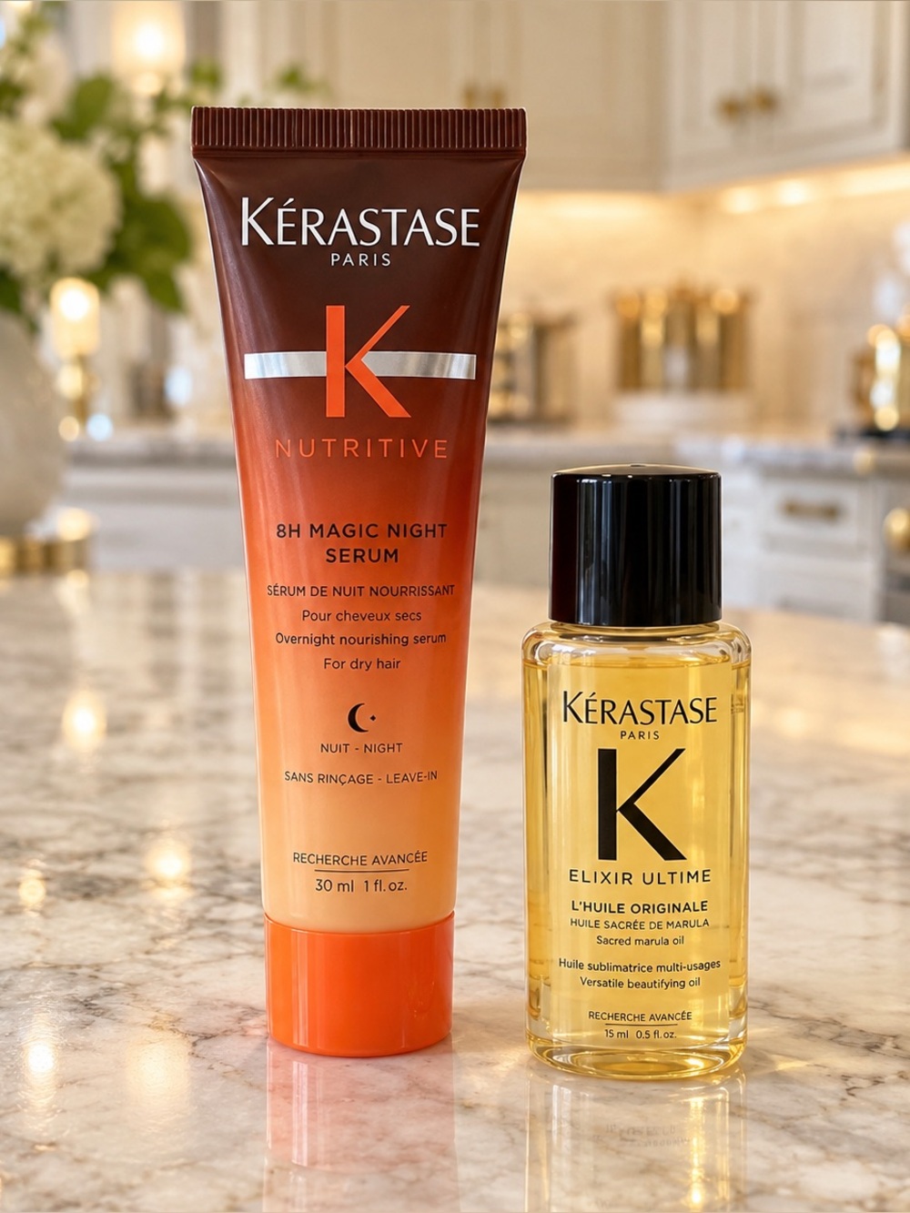 ✨ Kérastase Nutritive 8H Magic Night Serum + Elixir Ultime Hair Oil Mini Duo